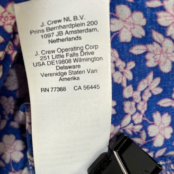 J Crew Cobalt Blue Pink Ditzy Cottagecore Romantic Sweet Long Sleeve Blouse XS - Picture 13 of 13